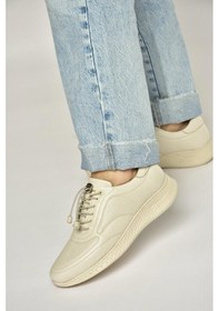 Resim Fox Shoes Y999255803 Bej Hakiki Deri Kadın Spor Ayakkabı Sneakers Bej 