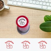 Resim Sınıf görevleri ve ofis kullanımı için tamamlanmış bina bloğu derecelendirme damgası - Yuvarlak kendinden baskılı kırmızı damga, bulmaca tasarımı, İngilizce metin, öğretmen ve öğrenciler için ideal, sınıf damgaları | Yuvarlak damga | Dayanıklı plastik 