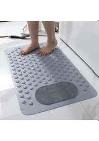 Resim Mainshop 2 Adet Vantuzlu Banyo Ve Duş Kaydırmazı Duşa Kabin Küvet Içi Banyo Paspası 36 X 69,5 Cm M-162 Gri 