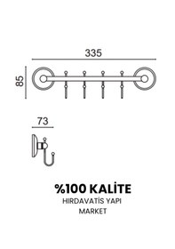 Resim Çelik Banyo Paslanmaz Pirinç Bella Çıkmalı Kanca Dörtlü Askılık Gri 