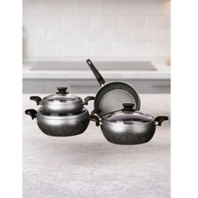 Resim Lavonni Granit Pro 7 Parça Granit Güveç Tencere Seti Siyah Bakalit Saplı 