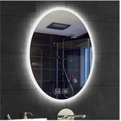 Resim GLOBAL LED MIRROR 80x100 Cm Dokunmatik Tuşlu Buğu Yapmayan Ledli Elips Banyo Aynası 