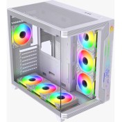 Resim GM Game Master F7-Pro Argb Ön Panel 7 Argb Fan Kumandalı Argb Kontrolcü Atx Gaming Beyaz Bilgisayar Kasası 