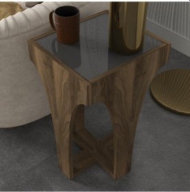 Resim Dekorister Litus Camlı Yan Sehpa Ceviz-Antrasit 