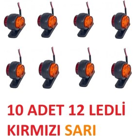 Resim Gpr Mini Takoz Lamba 12 Ledli Kırmızı Sarı 10 Adet Yüksek Işık 