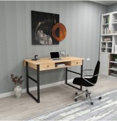 Resim WOODFACE Allen Ofis Çalışma Masası 120x60 Doğal Ahşap Cm Demir Iskelet Özel Tasarım 