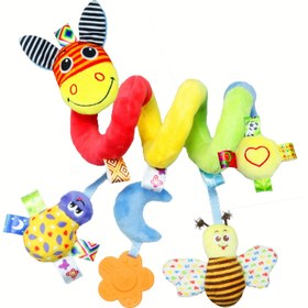 Resim Renkli Hayvan Desenli Bebek Mobili - Polyester Eşek ve Böcek Beşik Askılı Oyuncaklar Dahili Zil ile, Yıkanabilir, Beşik Üzerine Monte Edilebilir, 0-3 Yaş İçin, Müzik Özellikli Çocuk Odası Dekoru 