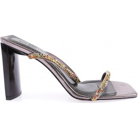 Resim Dgn 1300 Kadin Çift Bantli Topuklu Terlik 1300-2150-R1385 Platin 