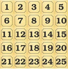 Resim Kapı, Masa, Dolap Numarası Metal Yapışkanlı Altın Rengi 1-25 