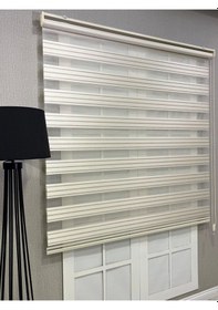 Resim Zebra Stor Perde Dar Plise Güneşlik Krem Çizgili Krem Çizgili 