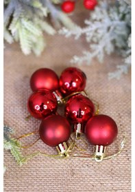 Resim Yılbaşı Ağaç Süsü 3 Cm Kırmızı Top 6lı 