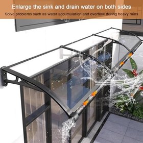 Resim Alüminyum Kapı Gölgelik Tente UV ve Yağmur Koruması Ön Kapı Göl Mavisi Dış Tente 100x280 cm (39 "x110") Dayanıklı Hava Koşullarına Dayanıklı Tente Braketli 