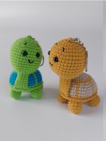 Resim JOYFULL TURTLE joyfull Turtle Amigurumi Kaplumbağa Anahtarlık - Yeşil & Turuncu İkili Set 
