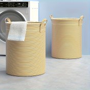 Resim Minimalist Çizgili Çamaşır Sepeti, 2 Renk Seçeneğiyle, Banyo İçin Katlanabilir Depolama Kutusu, Oyuncaklar ve Giysiler İçin Konteyner ve Yatak Odası Düzenleme Sepeti, Çamaşır Sepetleri 