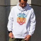 Resim Lion With Glasses Kapşonlu Sweatshirt 