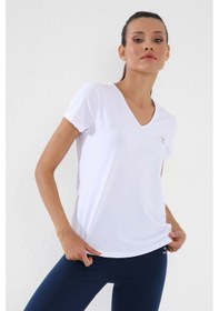 Resim Tommylife Tommy Life Beyaz Basic Kısa Kol Standart Kalıp V Yaka Kadın T-shirt - 97145 Beyaz 