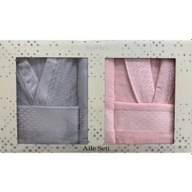 Resim Özdilek Aile Bornoz Seti Elissa Gri Pudra Gri 