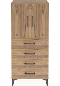 Resim Arges Dolap 2 Raflı 4 Çekmeceli 2 Kapaklı 60x30x134 Çam-çam Atlas Çam 
