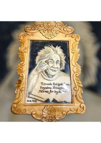Resim Ahşap El Oyması Einstein Pano 