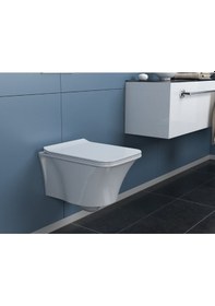 Resim Turkuaz İbiza Rimless Kanalsız Asma Klozet + Yavaş Kapak 