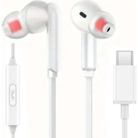 Resim Çalıştır Type-C Kulakiçi Kablolu Kulaklık Mikrofonlu Iphone 15 Pro Max S24 Ultra Uygun Kulaklık (Beyaz) 