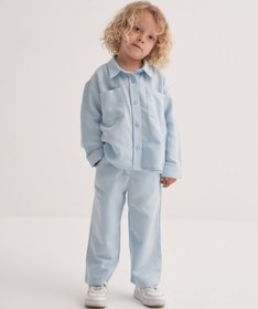 Resim Unisex Çocuk Dökümlü Pamuklu Düğmeli Pantolon Mavi - 5-6 Yaş 