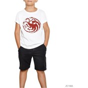 Resim Game Of House Of Targaryen Dragon Çocuk Tişört Beyaz 