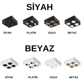 Resim 48W Sıva Üstü LED Spot Aydınlatma - Yüksek Verimli Tavan Lambası 3159-W19-8P-JY - Siyah / Platin 