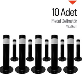 Resim İleri Trafik 10'lu Metal Delinatör, Metal Duba Seti 45 x 9 cm 