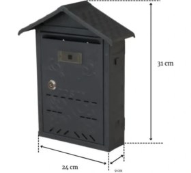Resim Akşan Akşan Çatılı Posta Kutusu Siyah Sağ Antrasit 1 Adet 