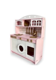 Resim Boyalı Ahşap Oyuncak Mutfak Servis Seti Pembe- Beyaz 