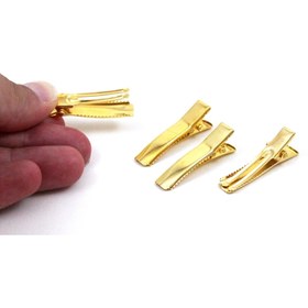 Resim yfhobi 10 Adet - 3.5 Cm Sarı Kaplama Çatal Maşa Toka, Pens Toka, Timsah Toka, Çocuk Saç Tokası 