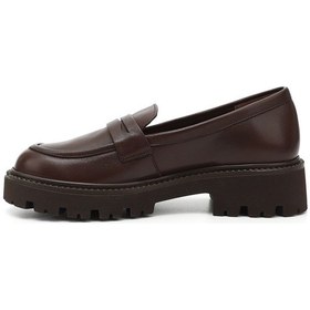 Resim Gönderi R Kahve Antik Kalın Topuklu Hakiki Deri Loafer Ayakkabı Kahve 