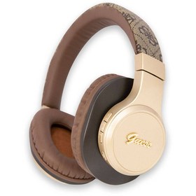 Resim Guess Lisanslı Bluetooth Kulaklık Script Gold Serisi Metal Yazı Logolu 4G Desenli Kahverengi 