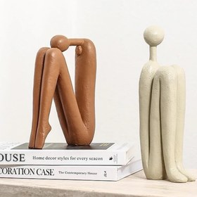 Resim Abstract Bookends Set of 2, Modern Figurines for Shelf or Desk Decor, Abstract Bookends, Modern Bookshelf Decor, Polyester Bookend Set - Object-19 