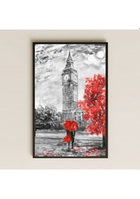 Resim Big Ben Ve Kırmızı Şemsiyeli Aşk Uv Baskı Pvc Tablo 