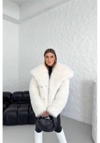Resim Kadın Yüksek Kalite İthal Kürk Mont Dpnbg037 Ekru 