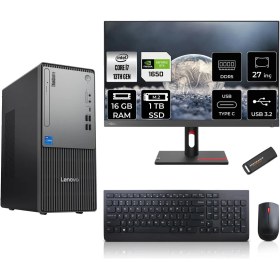 Resim Lenovo Thinkcentre Neo 50T Gen 5 Intel Core I7 13700 16GB 1tb SSD GTX1650/4GB 27" Fhd Monitör Fdos Masaüstü Bilgisayar & Per4 USB Bellek 12UB000LTRMNT2308 