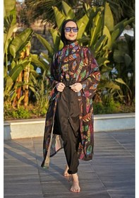 Resim Remsa Mayo Remsa Tesettür Mayo Üzerine Tek Kaftan Kimono Pareo Rp019 Funda Siyah 