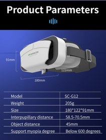 Resim VR Shinecon G12 3d Sanal Gerçeklik Gözlüğü Siyah 4.5-7.0 Inch 