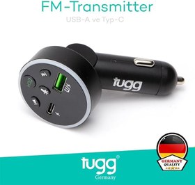 Resim TUGG FM Verici & Araç Şarj Cihazı | Bluetooth 5.0 FM Transmitter, Çift USB + Type-C PD Hızlı Şarj, Müzik Aktarımı, LED Ekran, Alman Teknolojisi – Siyah Kos-4 104960 