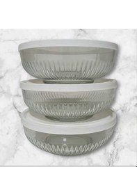 Resim Feyzade Tokyo Saklama Kabı Seti 3'lü 1500cc X 3 Adet Beyaz Kapaklı Karışık 