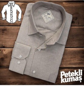 Resim Linen Keten Klasik %100 Cotton Uzun Kollu Terletmeyen Tek Cepli Kapaklı Krem Gömlek Regular Kalıp -10246 Krem 