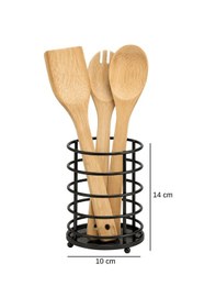 Resim Siyah Metal Kaşıklık Tezgah Üstü Kaşık Standı, Mutfak Organizer, Ayaklı Kaşık Tutucu 