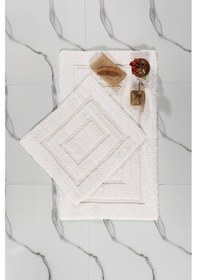 Resim Elart Solid Banyo Halısı Paspas Takımı Pamuklu 2 Adet 60x100 Cm Krem Krem 