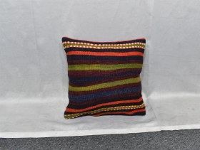 Resim Zehra Abla Halı Yeni El Dokuma Dekoratif Kilim Kırlent Yastık Kılıfı 6518 Çok Renkli 