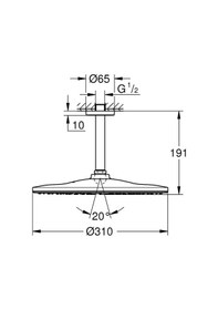 Resim Grohe Rainshower Mono 310 Tepe Duşu Set 422 Mm, 1 Akışlı Phantom Black - 22122kf0 