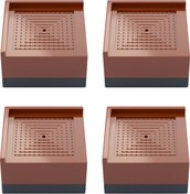 Resim Konesam Mutfak Ev Aletleri Ayak Paspası - Plastik+tpu, Kayma Ve Nem Koruma, Sessiz, 4 Cm Yükseklik, Kahverengi L Tipi 7.8x7.8 Cm, 4 Adet 