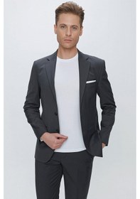 Resim Efor Slim Fit Klasik Mono Yaka Klasik Antrasit Takım Elbise Tk 2021 Antrasit 