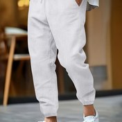 Resim Erkekler için Hafif Keten Jogger Pantolonlar - Nefes Alabilir, Bol Kesim Plaj ve Günlük Kullanım İçin İpli Bel, Koşu Pantolonları, Dış Mekan Giyimi, Rahat Boş Zaman Kıyafeti 